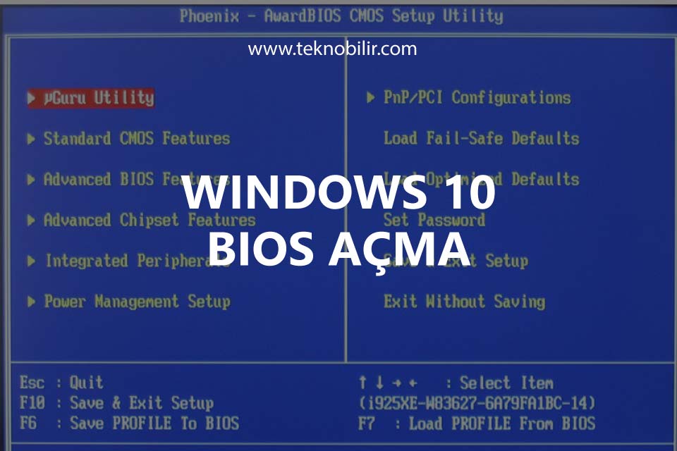 Windows 10 BIOS Açma