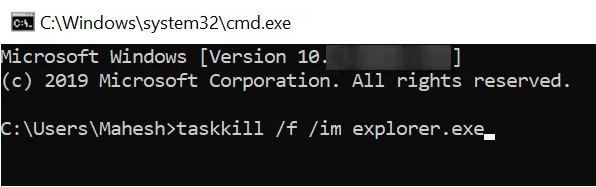 taskkill /f /im explorer.exe