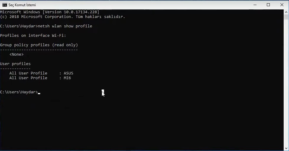 Windows 10 Wifi Şifresi Öğrenme CMD