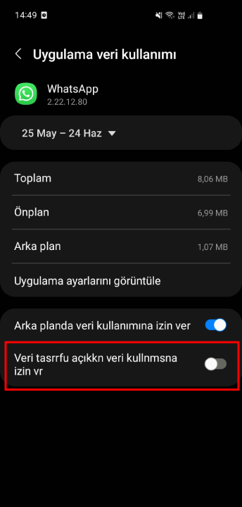 Whatsapp Görüntülü Konuşma İnternet Veri Tasarruf Ayarı